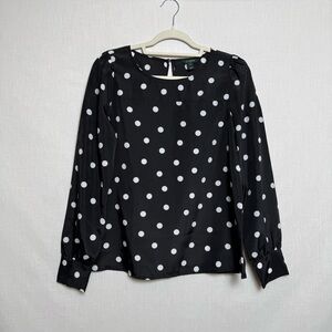 J.Crew Black & White Polka Dot Long Sleeve Blouse Size Small